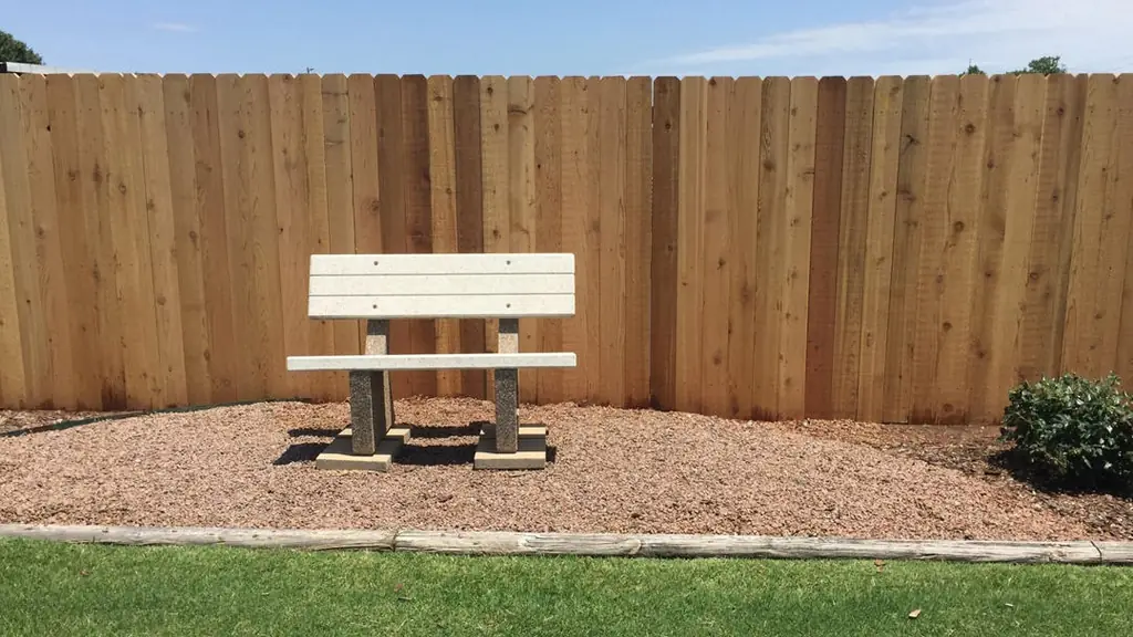 Cedar privacy fence built by Fence Masters running along a landscaped Oklahoma City back garden